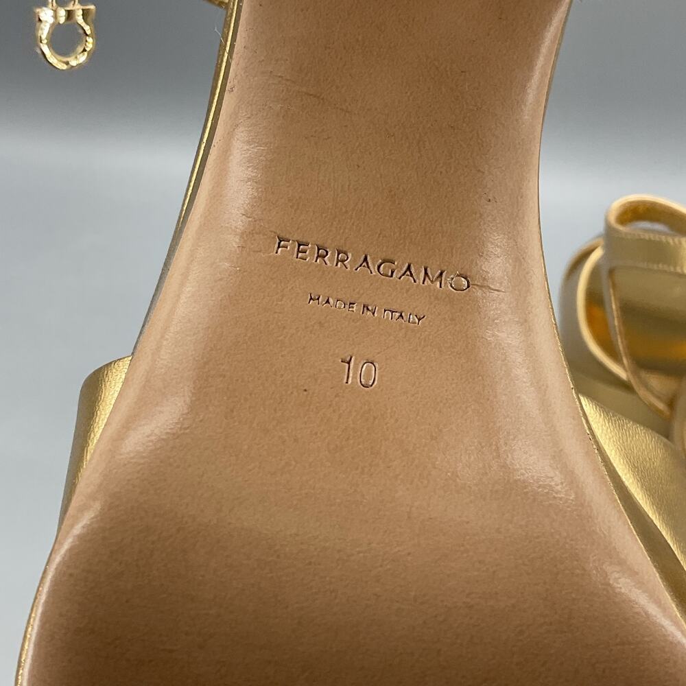NEW Ferragamo Women’s Savia Platform Sandals Gold Size 10C - Picture 5 of 11